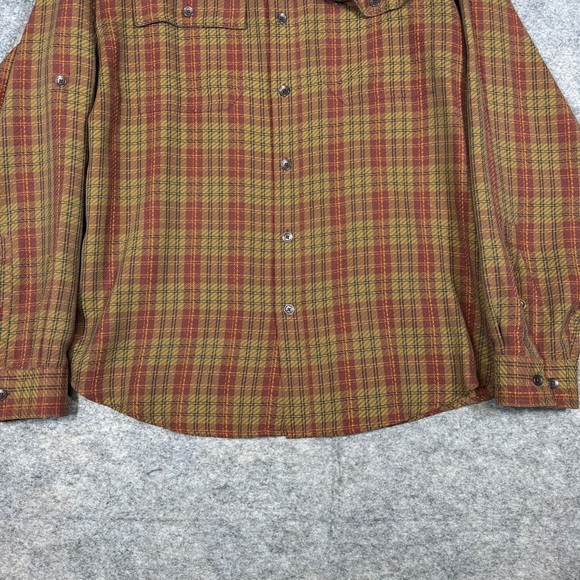 Royal Robbins Plaid Button Down Shirt Brown Red Yellow Size L Outdoor Casual - Picture 6 of 16
